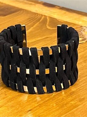 Victoria’s Secret cuff black velvet suede braided open back size 6